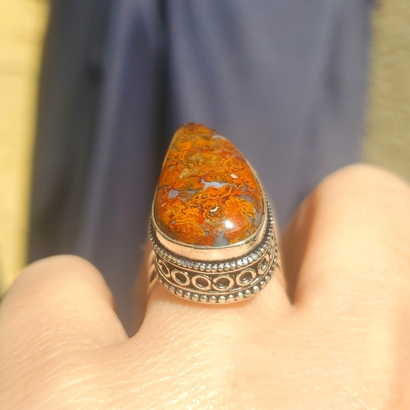 New Seam Agate 925 Silver Ring. - Picture 3 of 15